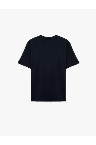 Koton Kısa Kollu Dokulu Bisiklet Yaka Pamuklu Slim Fit Tişört Lacivert 6sam10281mk Lacivert