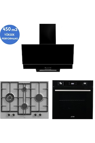 Afm Tech Ve Ferre Griar Turbolu Inox Siyah Dijital ED071-WFA WOK + FM7700 + FM3250 Ankastre Set
