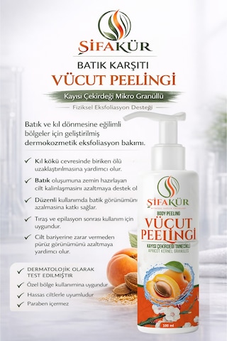 Şifakür Batık Karşıtı Vücut Peelingi 100 Ml Kıl Dönmesi, Pürüzlü Cilt Ve Özel Bölge Bakımı