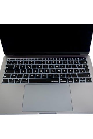 F Klavye Laptop Apple Uyumlu MacBook Pro Kılıf Daktilotip Baskı 12inç A1534-13inç A1708 İle Siyah