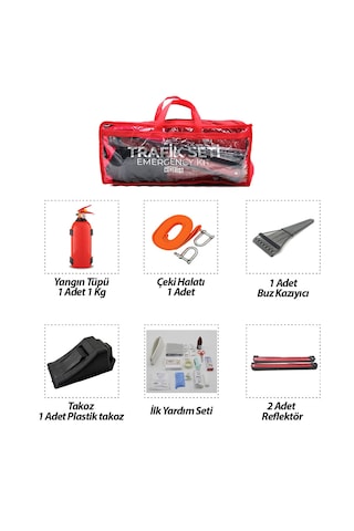 Go İthalat 2li Set 4 Gen Çanta 7pcs + 38pcs Oto Trafik Seti + İlk Yardım Seti Yangın Tüpü 1kg 2pcs R