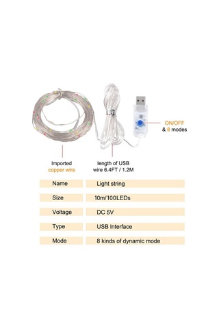 Kırmızı Noel Led Işıkları 10 M Peri Işık Usb Yeni Yıl Düğün Parti Tatil Festoon Açık Sokak Çelenk Odası Aydınlatma Süslemeleri Kırmızı