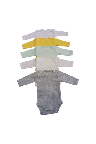 Özdemirli Bebe Uzun Kollu Çıtçıtlı Badi Bisiklet Yaka Body Zıbın (5li Paket)