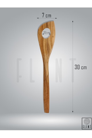 Zeytin Ağacı El Yapımı Tahta Ahşap Spatula Yemek Kaşığı 30 Cm