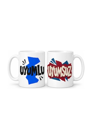 Mmb-trade Uyumlu Uyumsuz 2'li Porselen Kupa Seti - Model 708 Mmbz