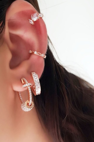 MorMajor Silver Tekli Ithal Baget Taşlı Halka Gümüş Küpe-7175