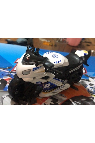 Oyuncak Sürtmeli Polis Motorsikleti 15 Cm Beyaz Model Motorsiklet