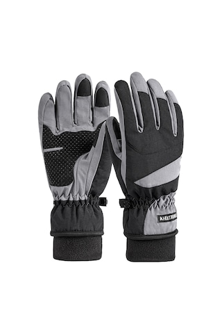 Erkekler Kadınlar Kış Sıcak Eldivenler Dokunmatik Eldivenler Kaymaz Rüzgar Geçirmez Su Geçirmez Isı Yalıtımlı Kayak Eldivenleri Dış Mekan Koşu Bisiklet Sürme Sürüş Dağ Yürüyüşü İçin Gri