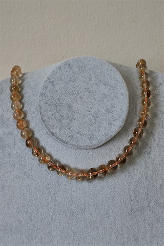 Badeaccessories 8 Mm Sitrin Doğal Taş Kolye Gümüş