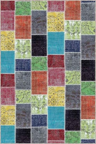 Renkli Kaymaz Tabanlı Yıkanır Patchwork Mutfak Halısı Ar1059n11 Çok Renkli