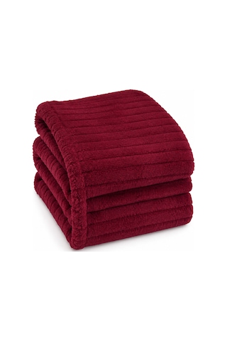 Tek Kişilik Peluş Tv Diz Battaniyesi 100x175 Cm Bordo