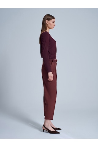 Dilvin 72193 Süet Kemerli Pensli Kumaş Pantolon-bordo Bordo