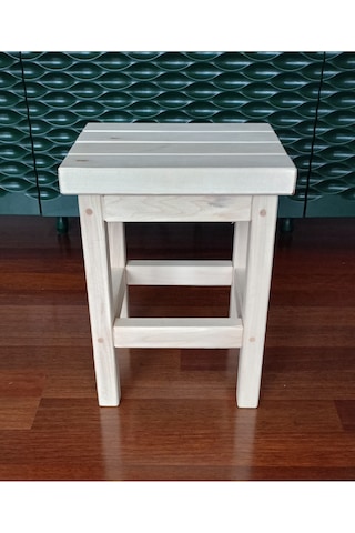 Doğal Ahşap Tabure, Ham, Zımparalanmış, Cilasız, Kare 32cmx32cmx40cm Doğal Ahşap
