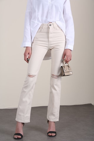 Mad Girls Bej Yırtık Detaylı Dar Kalıp Jean Mg1305-Bej