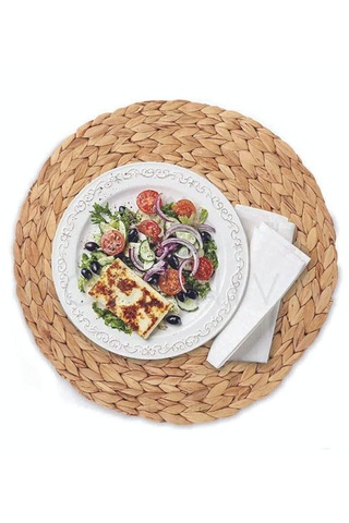 6'lı Amerikan Servis Hasır Supla Bambu Büyük Amerikan Servis Bej