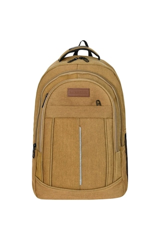 Galb Leather Bej Kanvas Gunluk Kullanim 17 Inc Laptop Bolmeli Sirt Cantasi Cod 7300 Koyu Bej