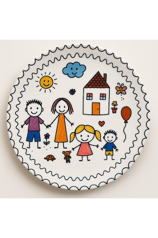 Grandora Çocuk Desenli Pasta Tabağı 20 Cm 6 Lı Set - Renkli Aile Figürlü Tatlı, Pasta Veya Ikram Tabak Çok Renkli