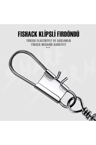 Fishack Paslanmaz Klipsli Fırdöndü Gümüş No: 5 12'li