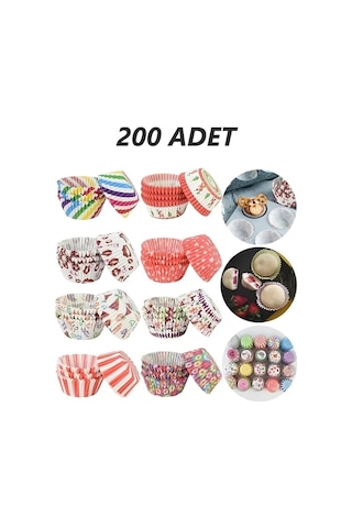 200 Adet Muffin Kek Kalıbı & 1.sınıf Kalite Kek Kapsülü Cupcake Muffin Kağıdı 200'lü Belirtilmemiş Ç Diğer