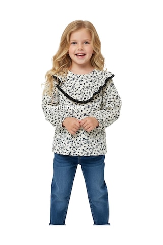Çiçekli Kız Çocuk Bluz St09712 Krem