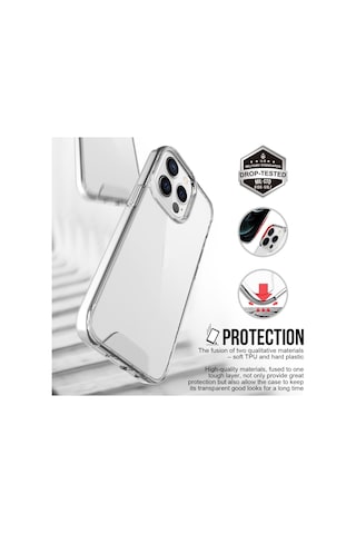 Smcase Apple Uyumlu iPhone 14 Pro Max Kılıf Transparent Acrylic Tpu Gard Sert Kapak Nano Ekran Koruyucu