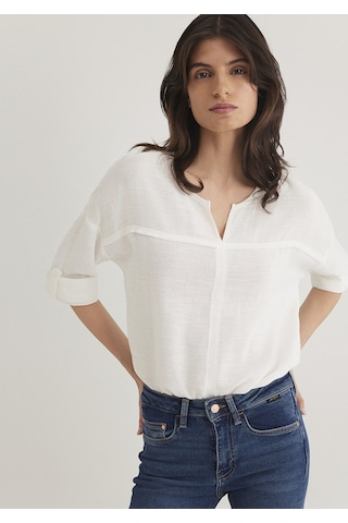 Mavi - V Yaka Beyaz Bluz 121357-22937
