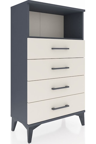 Arges Komodin Tek Raflı 4 Çekmeceli 60x30x106 Antrasit-aytaşı Antrasit