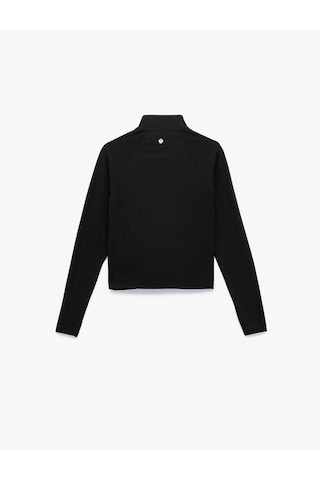 Koton Slim Fit Dik Yaka Uzun Kollu Fermuarlı Spor Sweatshirt Siyah 6wak10035nk Siyah