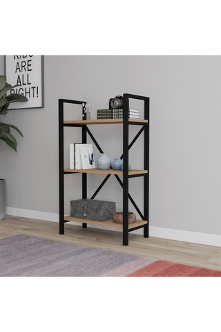 Hera 3 Raflı Metal Kitaplık Atlantik Çam 60cm