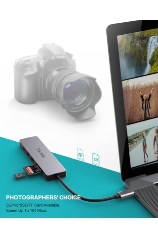 Yaozixa Usb-c Hub 7-in-1: Ekran Yansıtma/geniştirme, Çok Cihaz Uyumlu, Sinyal Bozulması Engeliyle Veri Ve Görüntü Aktarımı