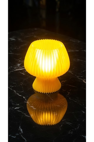 Akordeon Tasarım Masa Lambası - 3d Pleated Doku Dekoratif Gece Lambası Modern Ev Hediyesi Aydınlatma Sarı