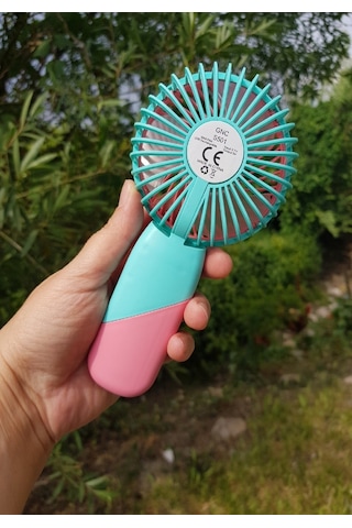 Usb Şarjlı Mini El Fanı Taşınabilir Vantilatör 3 Kademeli Sessiz Fan Telefon Tutuculu Pembe