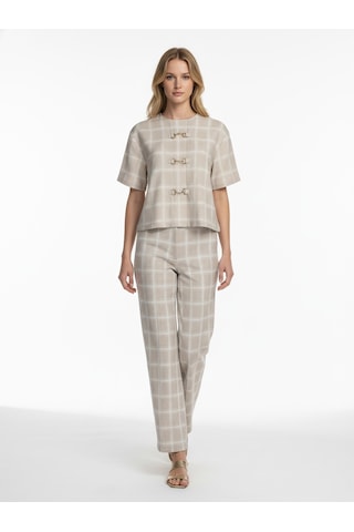 Xint Bej Pamuk Dokulu Oversize Pantolon 470541