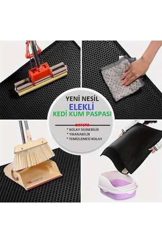 Cateva Elekli Kedi Kumu Paspası Orta Boy Çift Taraflı Su Geçirmez 90 x 60 CM