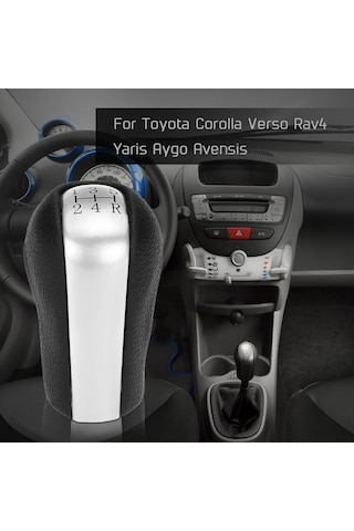 Dofolink Toyota Corolla/rav4/verso/aygo İçin 5 Vitesli Abs+pu Deri Değiştirme Vites Topu Siyah-gümüş Diğer