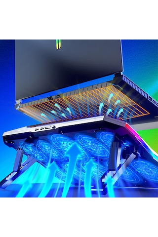 10 Fanlı Rgb Işıklı Gaming Bilgisayar Labtop Soğutucu 7 Kademeli