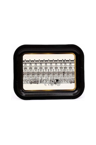 Urban Desenli Metal Klasik Tepsi, 23,3 X 30,7 Cm