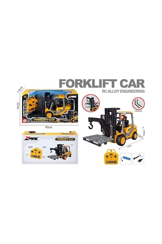 1:18 Ölçek Full Fonksiyonlu 9 Kanallı Uzaktan Kumandalı Şarjlı Işıklı Forklift 30 Cm sarı