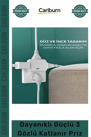3lüpriz Şık Modern Tasarım Çoklu Elektrik Ünitesi Dayanıklı Pratik Güçlü 3 Gözlü Katlanır Priz