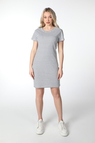 Defys Kadın Regular Fit Çizgili Kısa Kollu Elbise Gri-siyah - 527884313 Gri-siyah