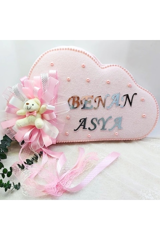 İnci Süslemeli Taç Bebek Odası Kapı Süsü Çok Renkli