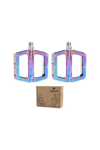 Wake Alüminyum Rulmanlı Platform Pedal Rainbow Bisiklet Pedalı Çivili Freeride Pedal Oilslick