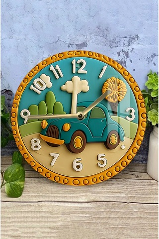 Sevimli Karakterli Kamp Ateşi Tasarımlı 3d Görünümlü Temperli Cam Saat 33 Cm Csdw273 Renkli