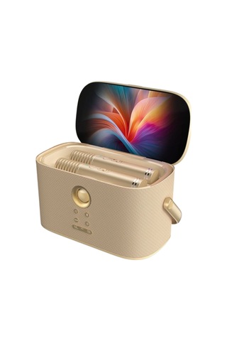 Ikarao Shell S2 Altın Taşınabilir Karaoke Makinesi 140w Çift Mikrofonlu, Bluetooth