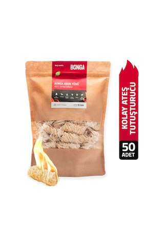 Bonga Mangal Ve Ateş Tutuşturucu 50 Adet 700 GR - Jel Ve Çıra Alternatifi Doğal Odun Yünü