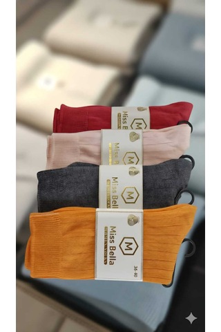 Lambswool - Penye Karışım Kadın Çorabı 36-40 Numara Asorti 4'lü Set Set 1