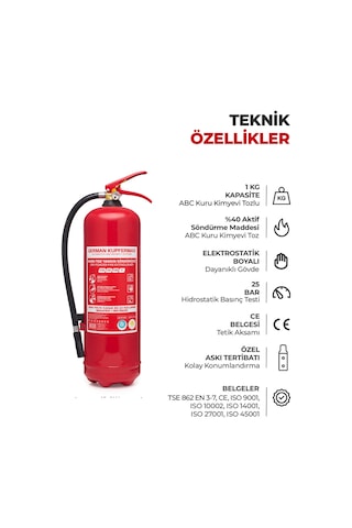 6 Kg Abc Yangın Tüpü Tse Ce Iso Belgeli İşyeri Depo Araç