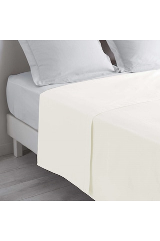 Maki Pamuklu Açık Bej 240x260 Çift Kişilik Lastiksiz Düz Çarşaf Bej