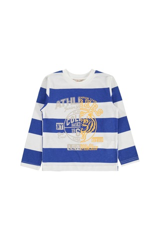 Silversun Kids Silversun Ny Baskılı Çizgili 2-7 Yaş Sweatshirt - Mavi Saks Mavisi