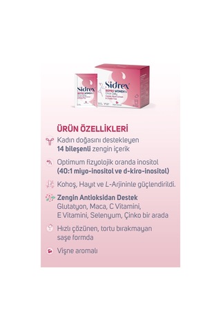 Sidrex Repro Women's Once Daily Inositol İçeren Takviye Edici Gıda 30 Saşe